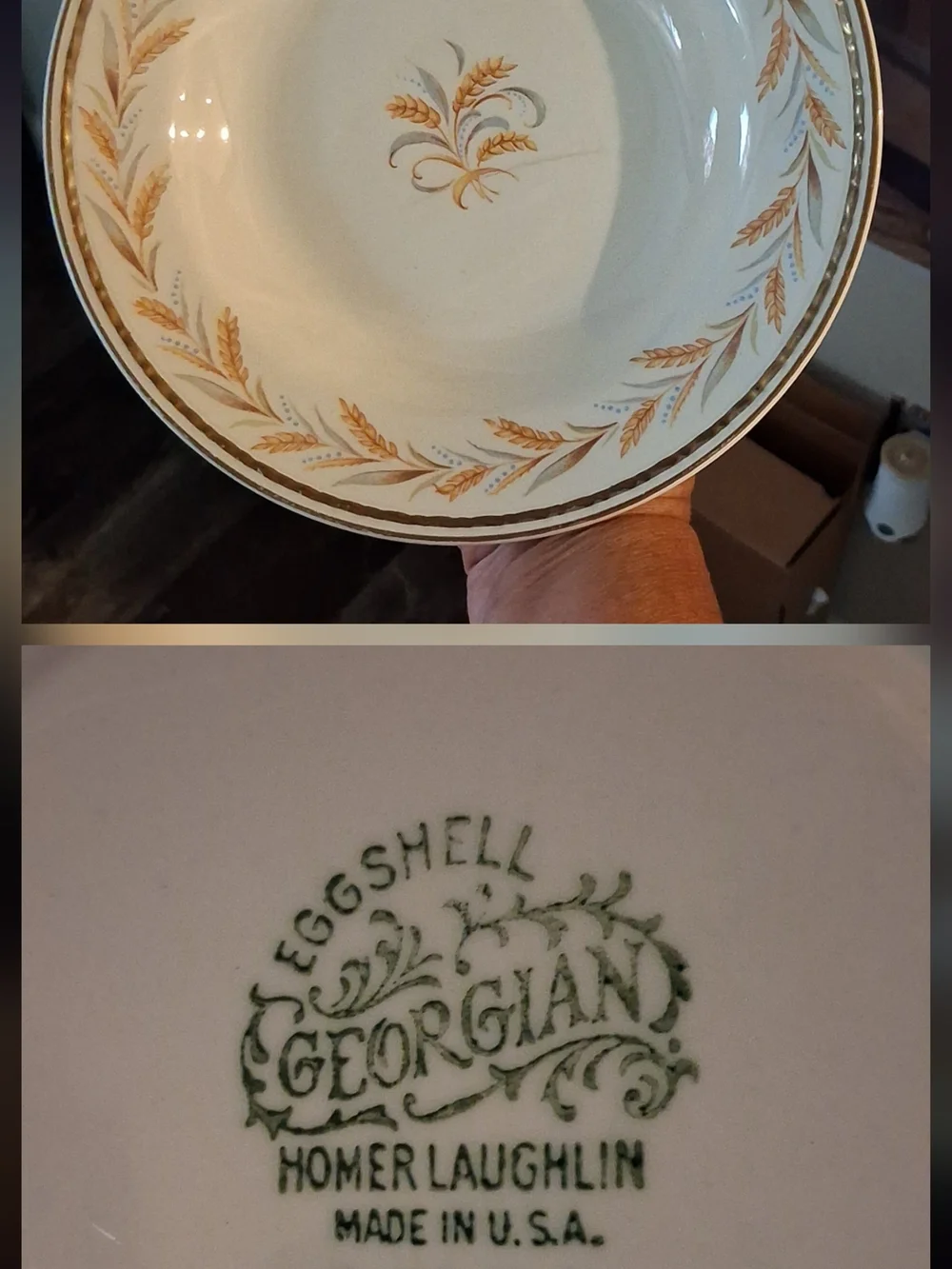 Homer Laughlin Cream and Gold Wheat Motif Serving Bowl